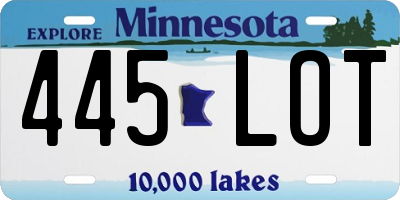 MN license plate 445LOT
