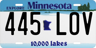 MN license plate 445LOV