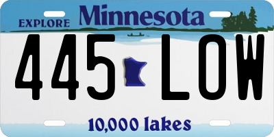 MN license plate 445LOW
