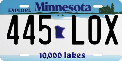 MN license plate 445LOX