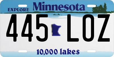 MN license plate 445LOZ