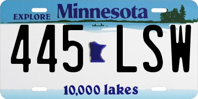 MN license plate 445LSW