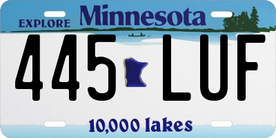 MN license plate 445LUF