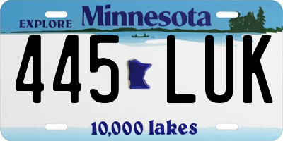 MN license plate 445LUK
