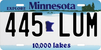 MN license plate 445LUM