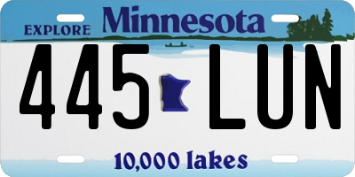 MN license plate 445LUN