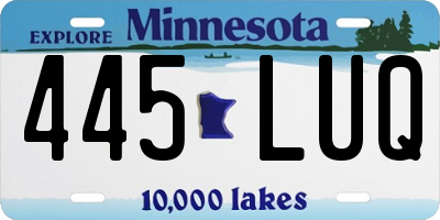 MN license plate 445LUQ