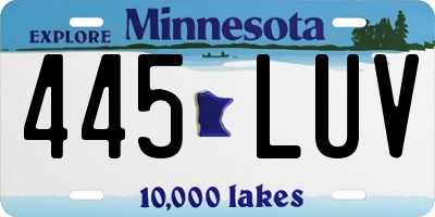 MN license plate 445LUV
