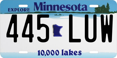 MN license plate 445LUW