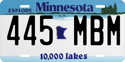 MN license plate 445MBM