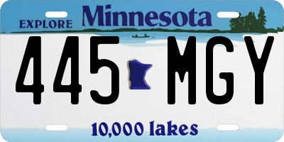 MN license plate 445MGY