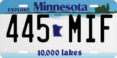MN license plate 445MIF