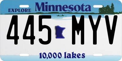 MN license plate 445MYV
