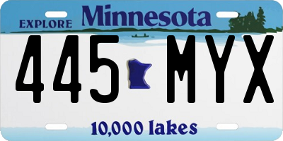 MN license plate 445MYX