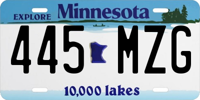 MN license plate 445MZG