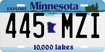 MN license plate 445MZI