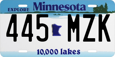 MN license plate 445MZK