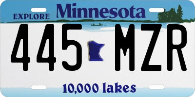 MN license plate 445MZR