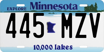 MN license plate 445MZV