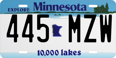 MN license plate 445MZW