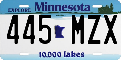 MN license plate 445MZX