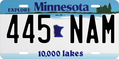 MN license plate 445NAM