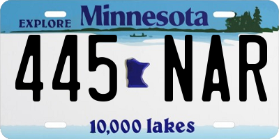 MN license plate 445NAR