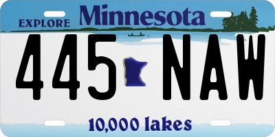 MN license plate 445NAW