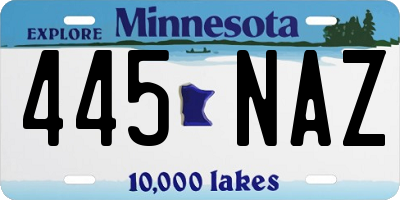 MN license plate 445NAZ