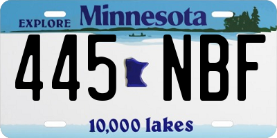 MN license plate 445NBF