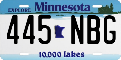 MN license plate 445NBG