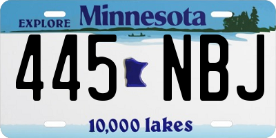MN license plate 445NBJ