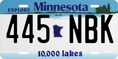 MN license plate 445NBK