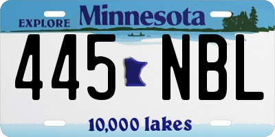 MN license plate 445NBL