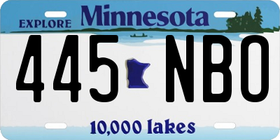 MN license plate 445NBO