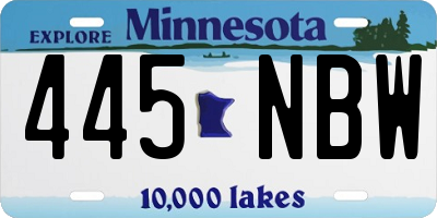 MN license plate 445NBW