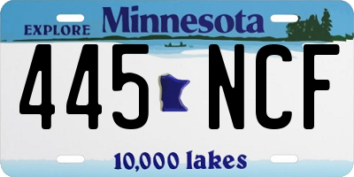MN license plate 445NCF
