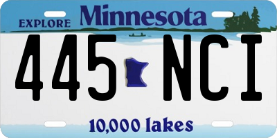 MN license plate 445NCI