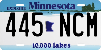 MN license plate 445NCM