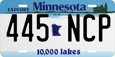 MN license plate 445NCP