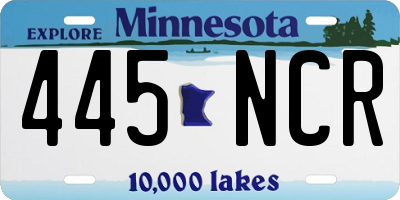 MN license plate 445NCR
