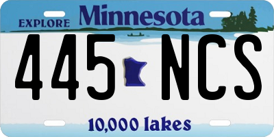 MN license plate 445NCS