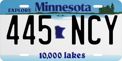 MN license plate 445NCY