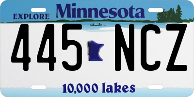 MN license plate 445NCZ