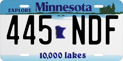 MN license plate 445NDF