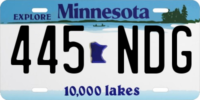 MN license plate 445NDG