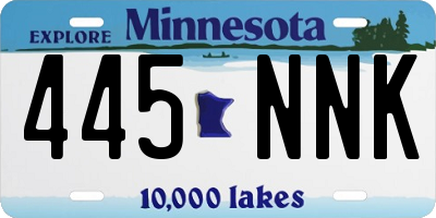 MN license plate 445NNK