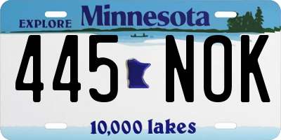 MN license plate 445NOK