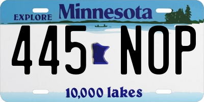 MN license plate 445NOP