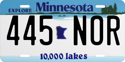 MN license plate 445NOR